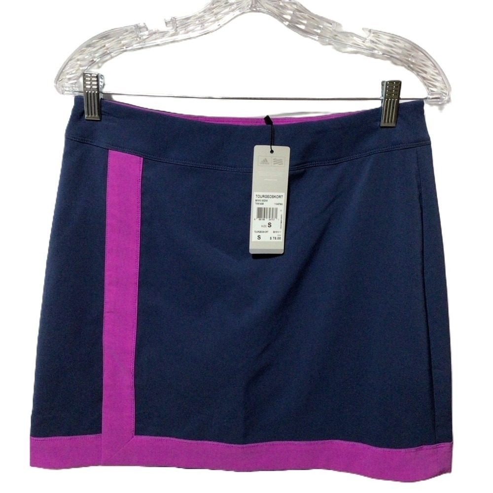 NWT Adidas Women's‎ Tour Geo Golf Skort Navy Purple Small